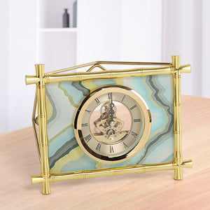 European Style Living Room Bedroom Desktop Electronic Silent Metal Clock And Watch Model Room Soft-Covered Clock Accessories