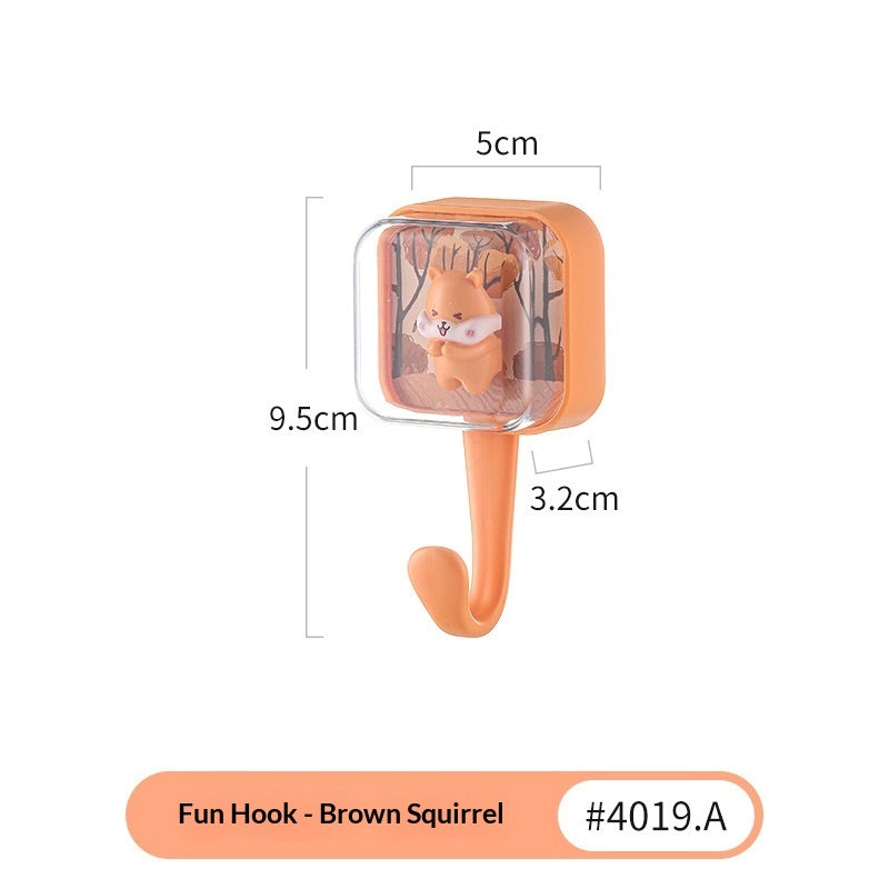 Cute Seamless No-drill Wall Hooks With Strong Adhesive Animal-shaped Key Organizers