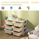 3 Tier Kids Storage Unit, Toy Organizers and Storage with 6 Drawer Chest for Kids Bedroom Nursery Kindergarten Living Room for Boys Girls Toddlers, Cream White