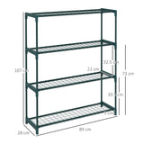 Modern Plant Stand, 4-Tier Planter Holder With Steel Frame, Outdoor Flower Display Rack For Potted Plants Garden Balcony Decor, Dark Green