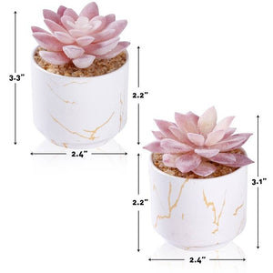 Fake Plants Set Of 2 In Elegant White Pots - Perfect Bedroom Decor And Living Room Accessories, Ideal Home Decor For Office Desk, Bathroom Decor Or Shelves As Bedroom Accessories