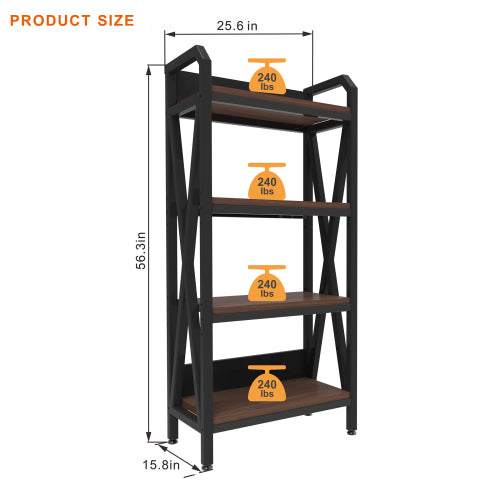 56.30 Bakers Rack 4-Level Storage Shelves Mental And Wooden Kitchen Shelves, Kitchen Organizers And Storage, For Garage, Pantry, Bathroom ,25.60 Length