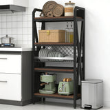 56.30 Bakers Rack 4-Level Storage Shelves Mental And Wooden Kitchen Shelves, Kitchen Organizers And Storage, For Garage, Pantry, Bathroom ,25.60 Length