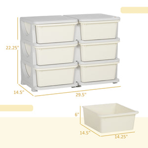 3 Tier Kids Storage Unit, Toy Organizers and Storage with 6 Drawer Chest for Kids Bedroom Nursery Kindergarten Living Room for Boys Girls Toddlers, Cream White