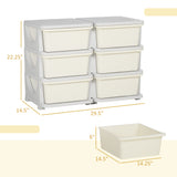 3 Tier Kids Storage Unit, Toy Organizers and Storage with 6 Drawer Chest for Kids Bedroom Nursery Kindergarten Living Room for Boys Girls Toddlers, Cream White
