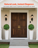 Artificial Topiary Boxwood Trees With Ground Spike, 27 Inch 2 Set Faux Shrubs & Bushes Potted Plants, Fake Silk Tree Look Real For Decor Front Porch Outdoor Indoor Patio Garden Balcony Backyard