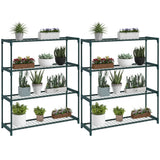 Modern Plant Stand, 4-Tier Planter Holder With Steel Frame, Outdoor Flower Display Rack For Potted Plants Garden Balcony Decor, Dark Green