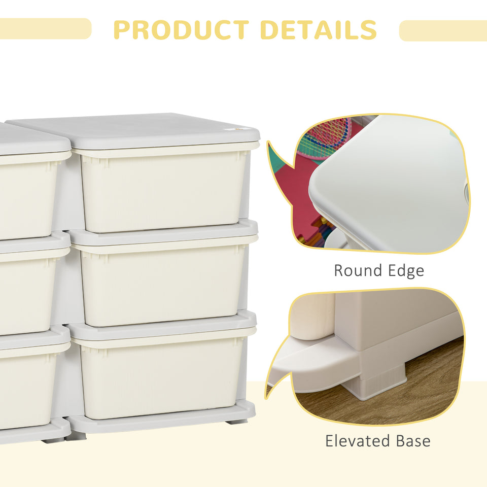 3 Tier Kids Storage Unit, Toy Organizers and Storage with 6 Drawer Chest for Kids Bedroom Nursery Kindergarten Living Room for Boys Girls Toddlers, Cream White