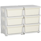 3 Tier Kids Storage Unit, Toy Organizers and Storage with 6 Drawer Chest for Kids Bedroom Nursery Kindergarten Living Room for Boys Girls Toddlers, Cream White