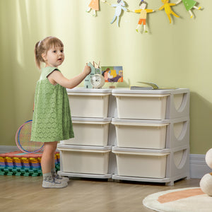 3 Tier Kids Storage Unit, Toy Organizers and Storage with 6 Drawer Chest for Kids Bedroom Nursery Kindergarten Living Room for Boys Girls Toddlers, Cream White