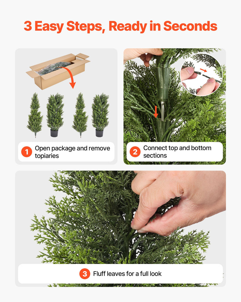 Artificial Topiary Cedar Trees, 60 Inch 2 Set Faux Pine Shrubs Plants, Fake Silk Tree Look Real, Easy Assembly For Decor Front Porch Outdoor Patio Garden Balcony Backyard Indoor Office