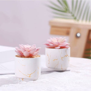 Fake Plants Set Of 2 In Elegant White Pots - Perfect Bedroom Decor And Living Room Accessories, Ideal Home Decor For Office Desk, Bathroom Decor Or Shelves As Bedroom Accessories